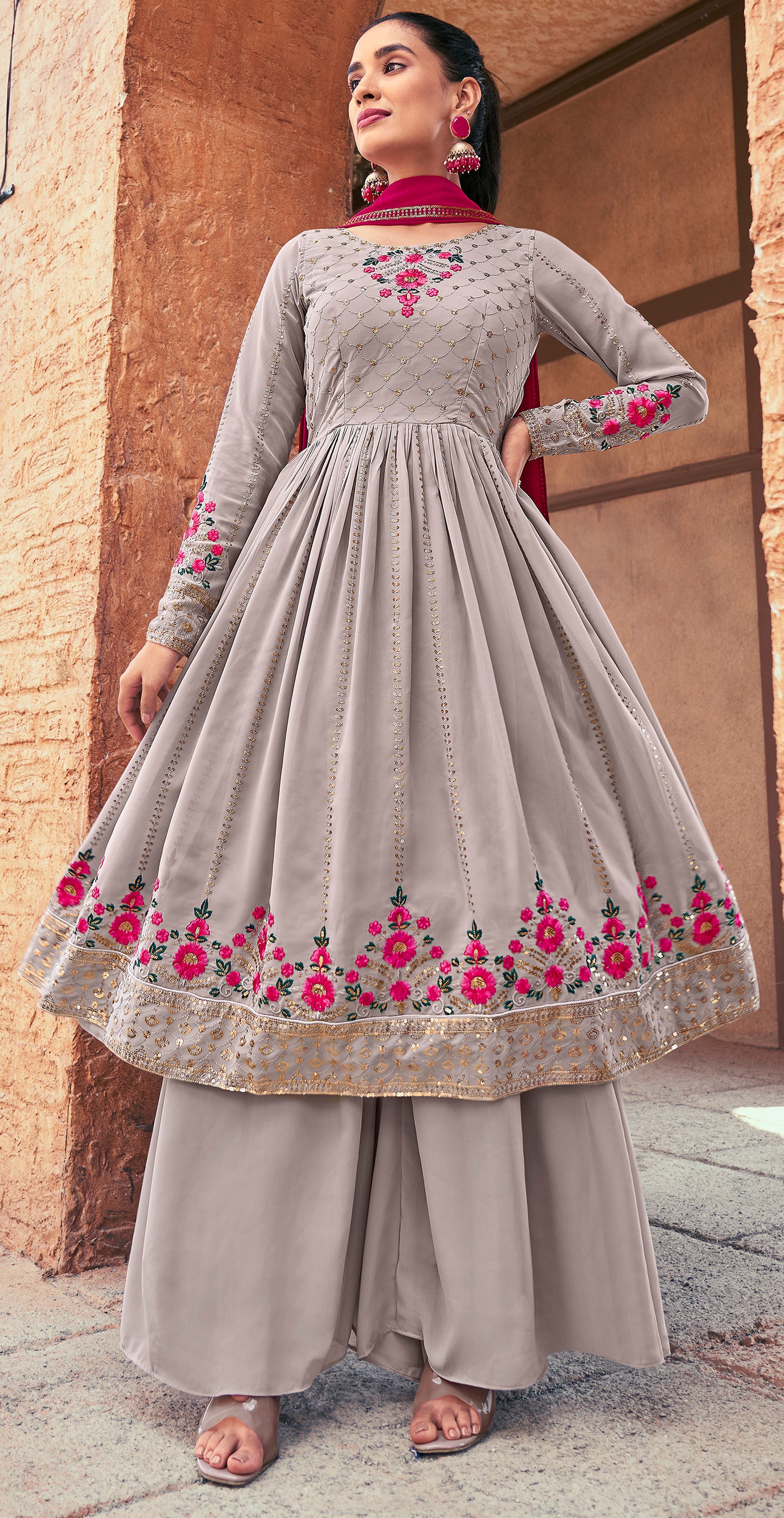 Exclusive salwar suit Detailed embroidery light shaded contrasting suit