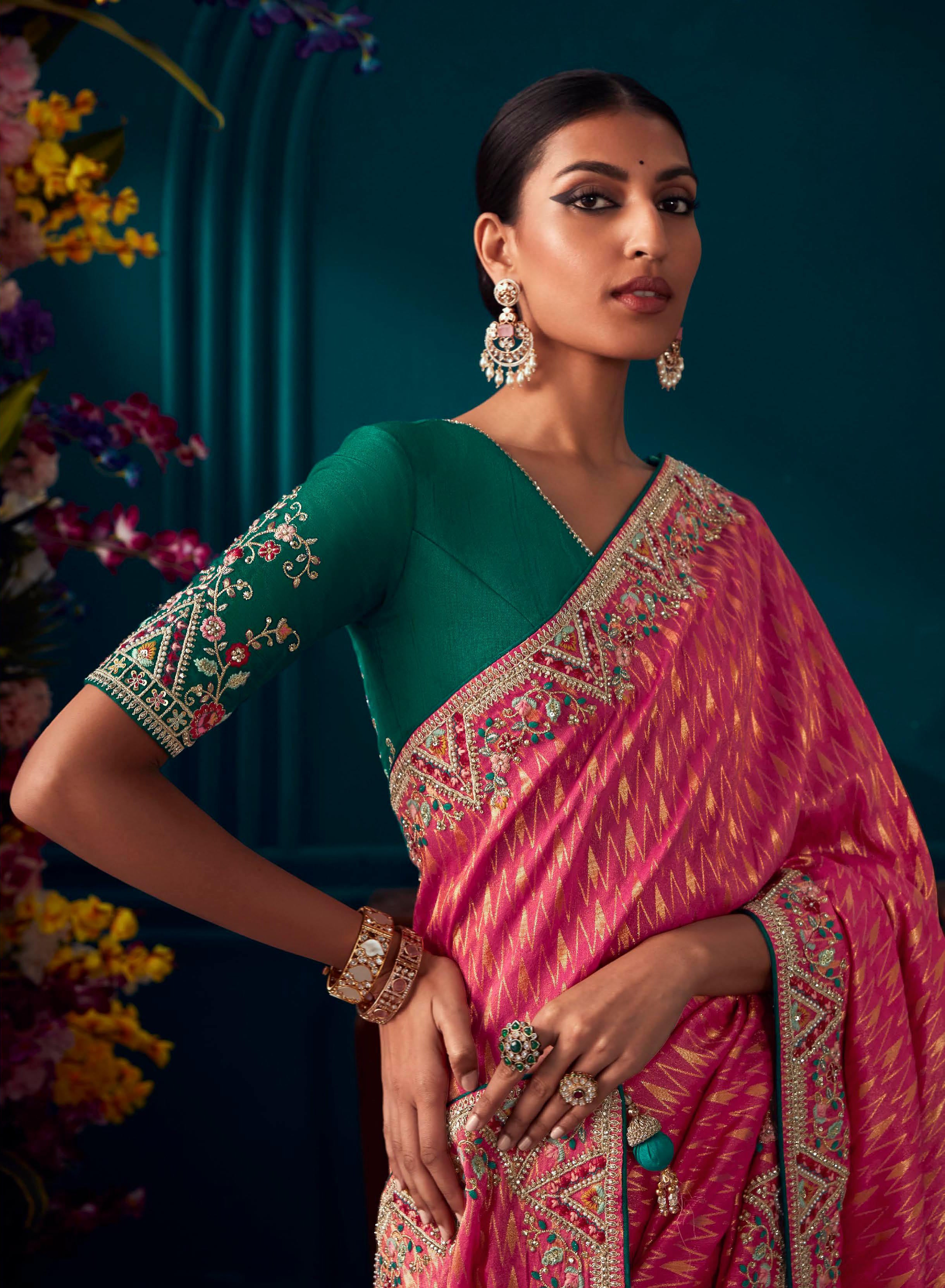 Premium Pure silk contrasting designer saree | silk saree