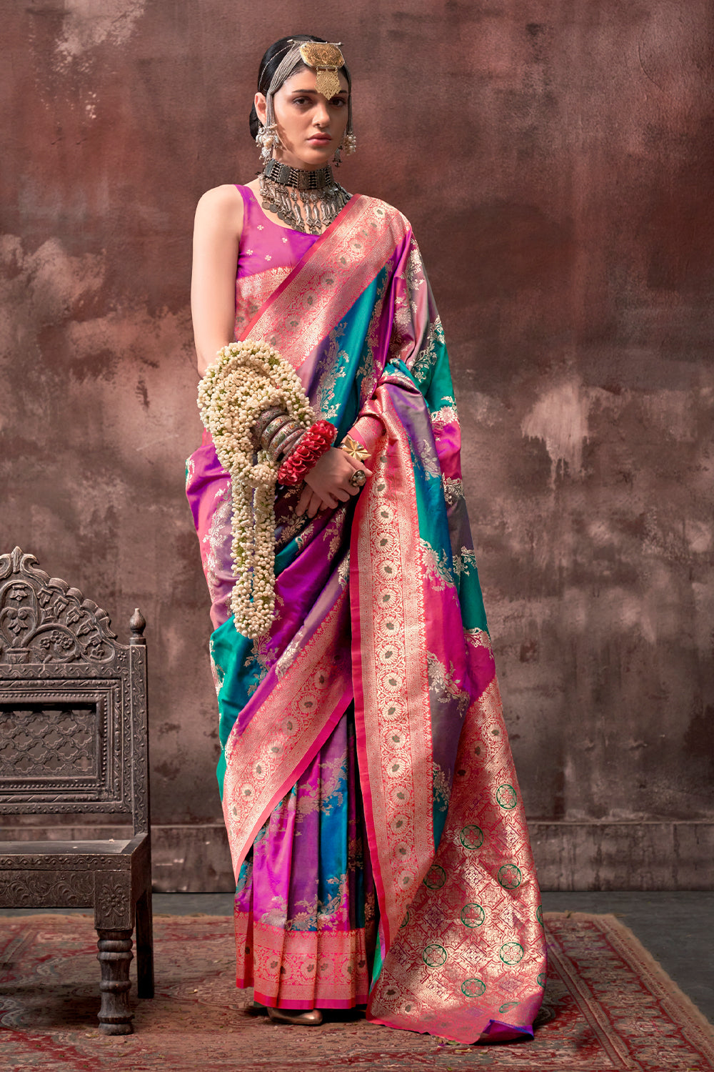 Multi shaded leheriya silk saree with handloom weaving saree | Shaded leheriya style Saree