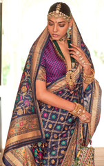 Exclusive Banarasi printed silk saree with elegant gold printed work