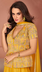 Exclusive Yellow Pure Georgette dress with detailed embroidery and thread work