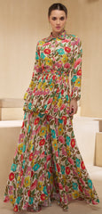 Latest designer dress on pure Fabric with detailed indian inspired floral print designer dress