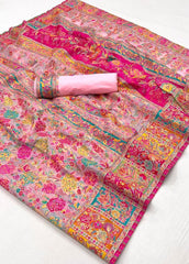 Kashmiri saree exclusive light shaded collection with detailed kashmiri inspired work on modal kashmiri fabric