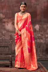 Orange shaded leheriya silk saree with handloom weaving saree | Shaded leheriya style Saree