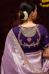 Light Purple Shaded Pure Banarasi Kanjivaram Fabric With Heavy Work Border Saree