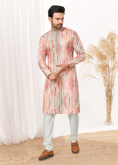 latest Contrast Digital print kurta on cotton with  detailed pintex, thread, sequence work for wedding