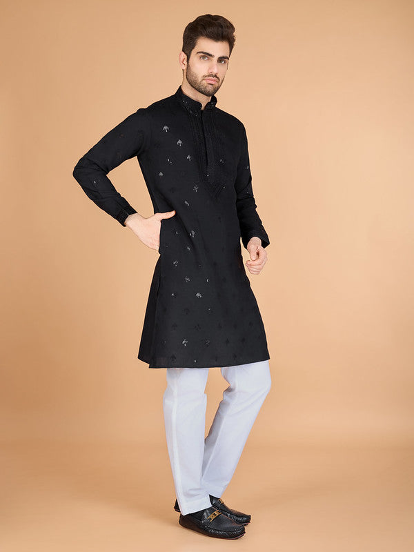 Black Heavy Sequence Work Designer Kurta