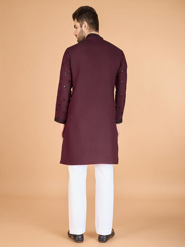 Marron Heavy Sequence Work Designer Kurta