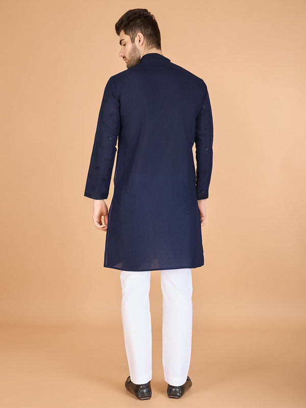 Navy Blue Heavy Sequence Work Designer Kurta