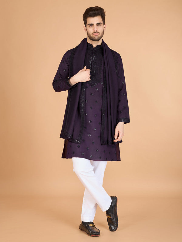 Purple Heavy Sequence Work Designer Kurta