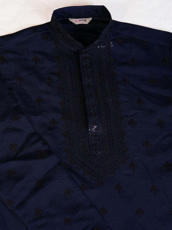Navy Blue Heavy Sequence Work Designer Kurta