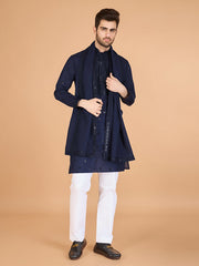 Navy Blue Heavy Sequence Work Designer Kurta