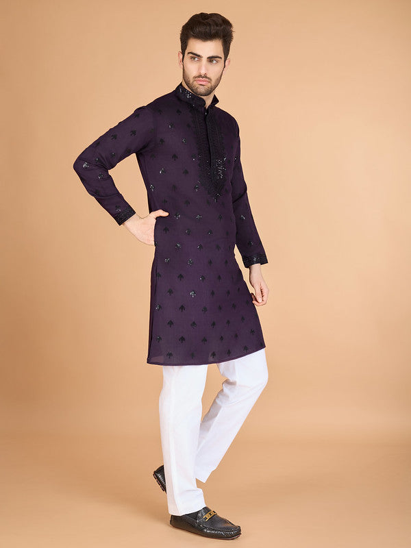 Purple Heavy Sequence Work Designer Kurta