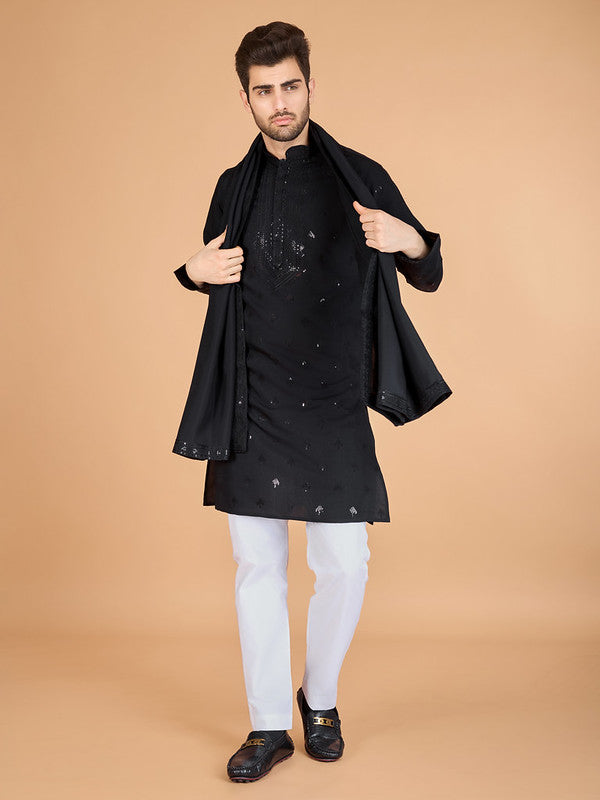 Black Heavy Sequence Work Designer Kurta