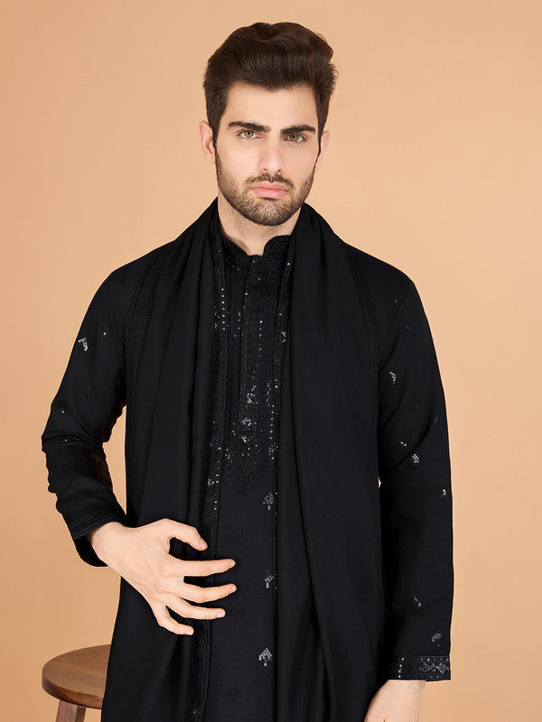 Black Heavy Sequence Work Designer Kurta