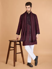 Marron Heavy Sequence Work Designer Kurta