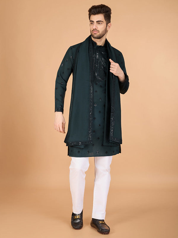 Green Heavy Sequence Work Designer Kurta