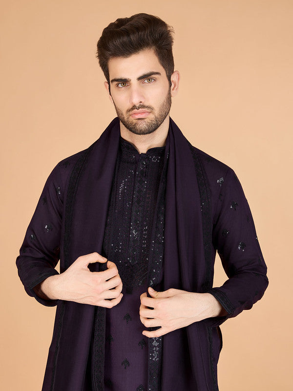 Purple Heavy Sequence Work Designer Kurta