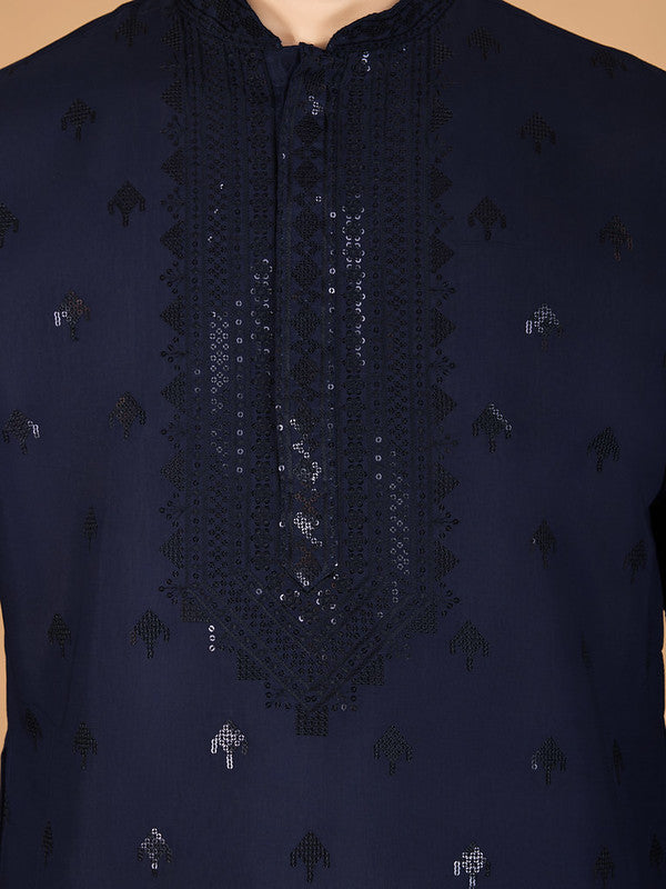 Navy Blue Heavy Sequence Work Designer Kurta