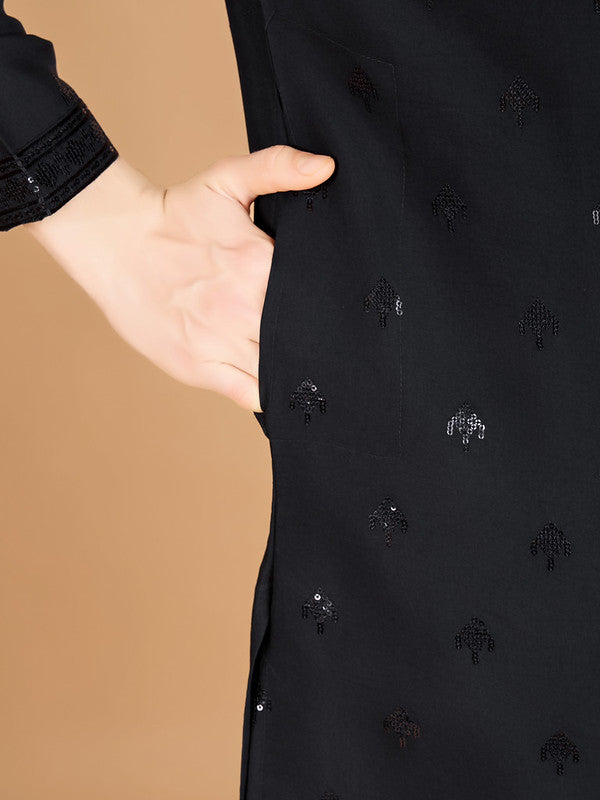 Black Heavy Sequence Work Designer Kurta