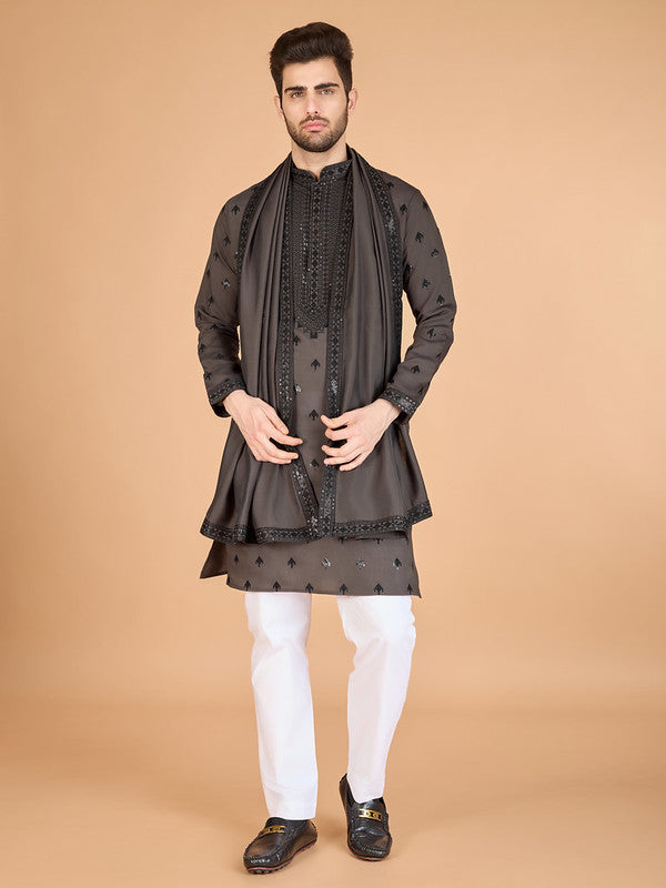 Brown  Heavy Sequence Work Designer Kurta