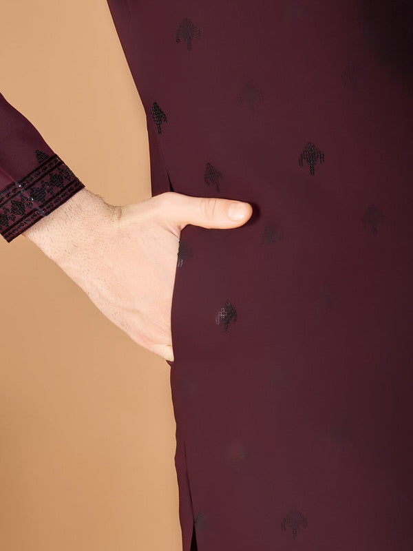 Marron Heavy Sequence Work Designer Kurta