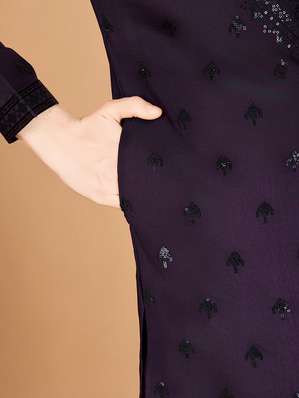 Purple Heavy Sequence Work Designer Kurta