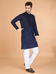 Navy Blue Heavy Sequence Work Designer Kurta