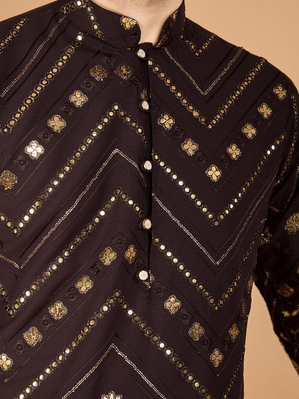 Brown Heavy Sequence Work Designer Kurta