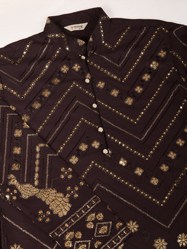 Brown Heavy Sequence Work Designer Kurta
