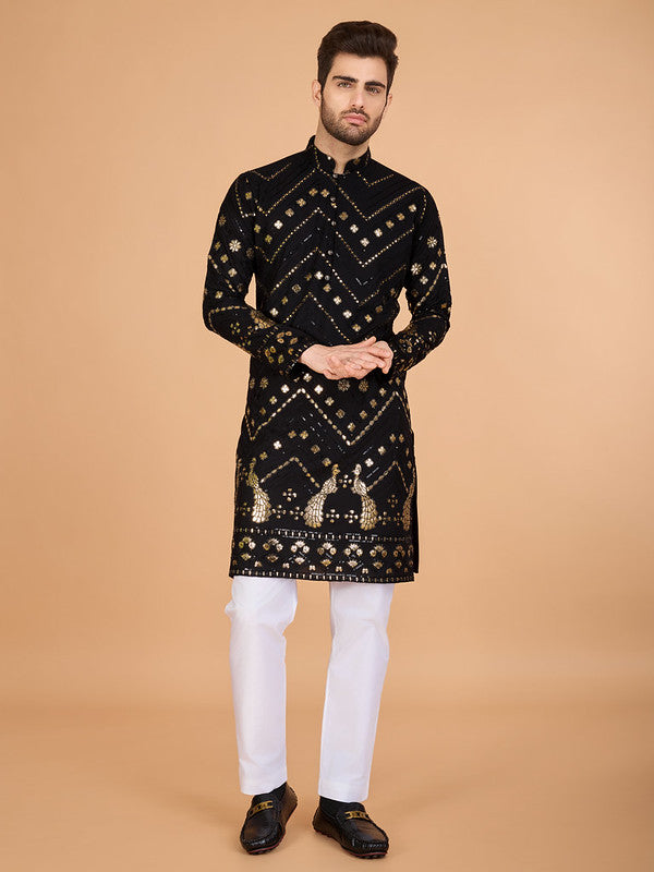 Black Heavy Sequence Work Designer Kurta