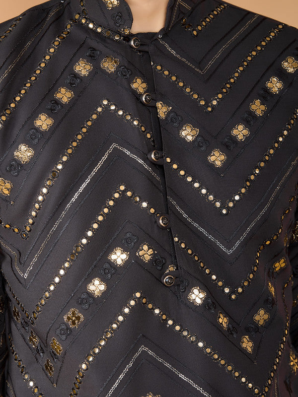 Cement Grey Heavy Sequence Work Designer Kurta