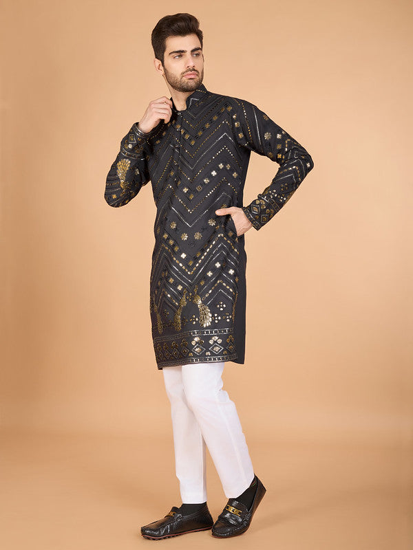 Cement Grey Heavy Sequence Work Designer Kurta