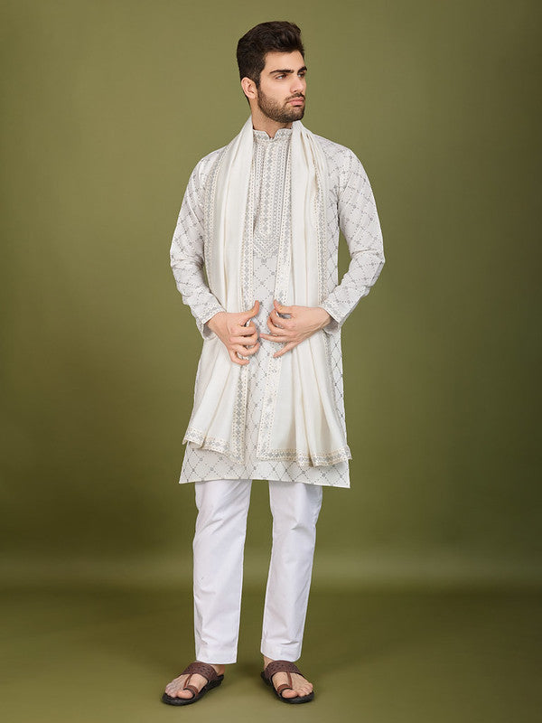 White Heavy Sequence Work Designer Kurta