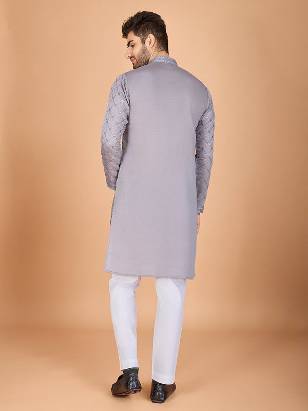 Grey Heavy Sequence Work Designer Kurta