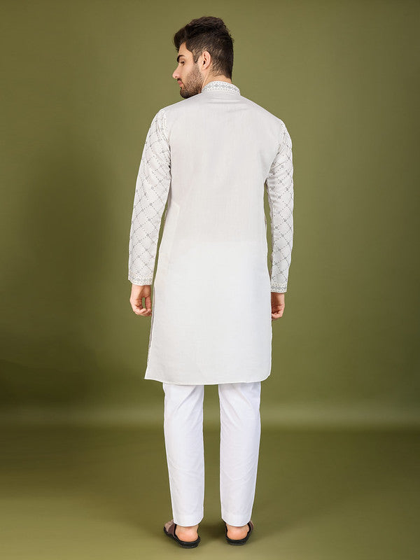 White Heavy Sequence Work Designer Kurta