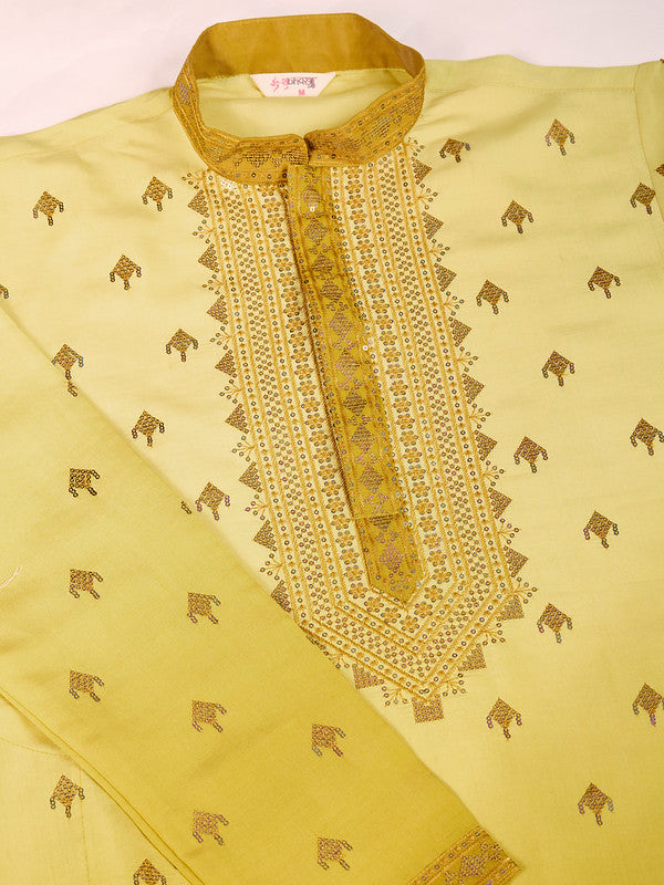 Shaded Yellow Kurta with Thread Sequence Embroidered Work