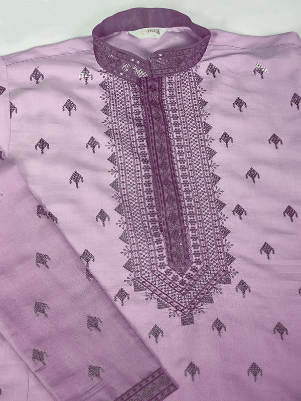 Shaded Purple Kurta with Thread Sequence Embroidered Work