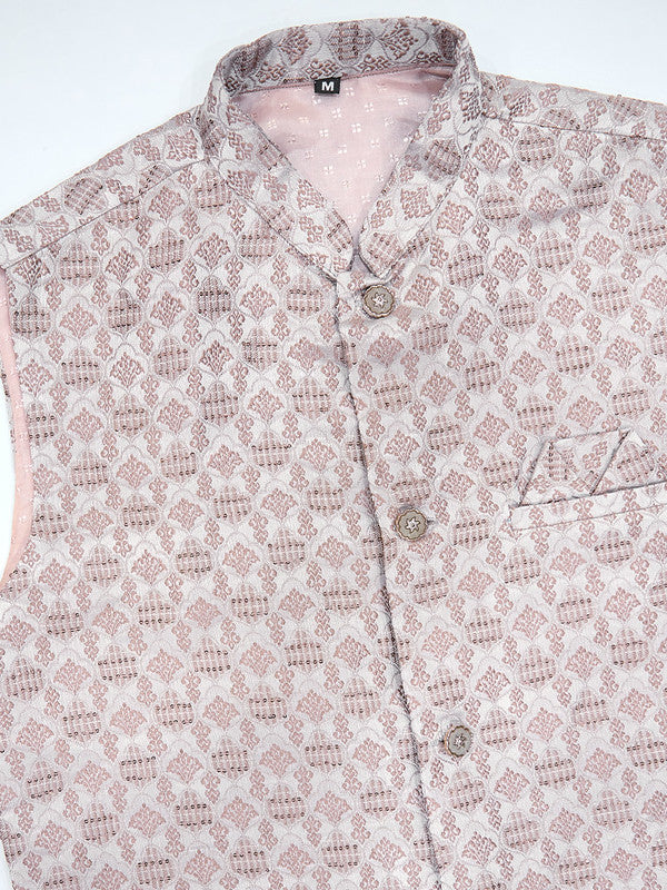 Pastel Brown kurta set with Sequence Self Weaving Jacquard Design Koti Work