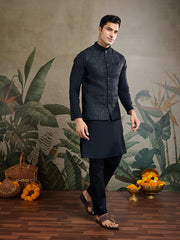 Black kurta set with Sequence Self Weaving Jacquard Design Koti Work