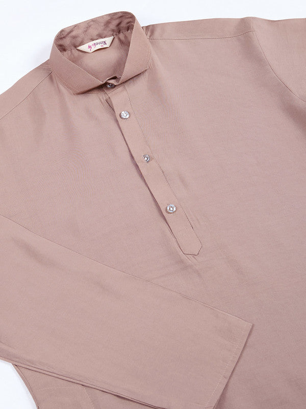 Pastel Brown kurta set with Sequence Self Weaving Jacquard Design Koti Work