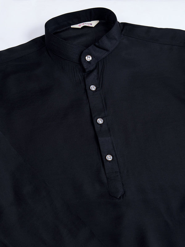 Black kurta set with Sequence Self Weaving Jacquard Design Koti Work