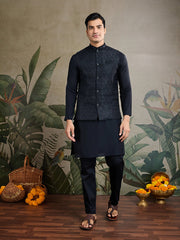Black kurta set with Sequence Self Weaving Jacquard Design Koti Work