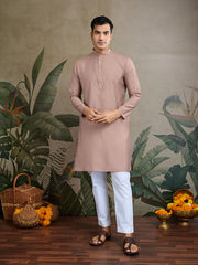 Pastel Brown kurta set with Sequence Self Weaving Jacquard Design Koti Work