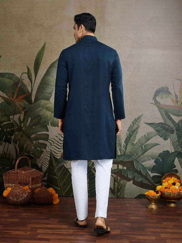 Elegant Peacock Green Kurta with Mirror Work and printed Dupatta