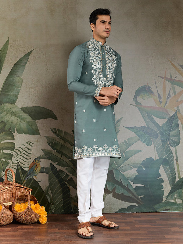 Designer Mens Kurta with Embroidery Work