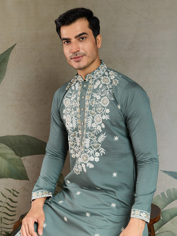 Designer Mens Kurta with Embroidery Work