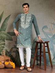 Designer Mens Kurta with Embroidery Work