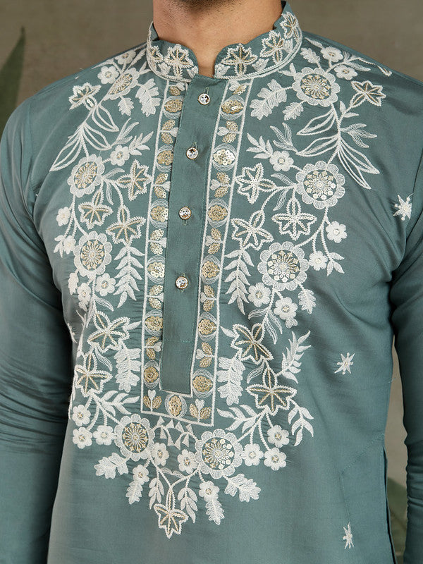 Designer Mens Kurta with Embroidery Work