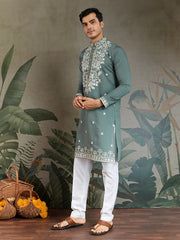 Designer Mens Kurta with Embroidery Work
